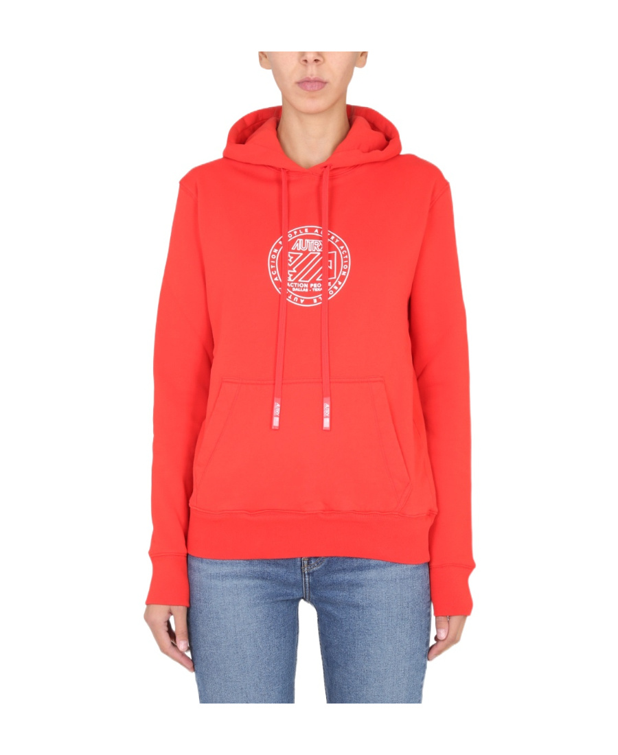 Autry Knitwear With Drawstring Hood And Kangaroo Pocket In Orange
