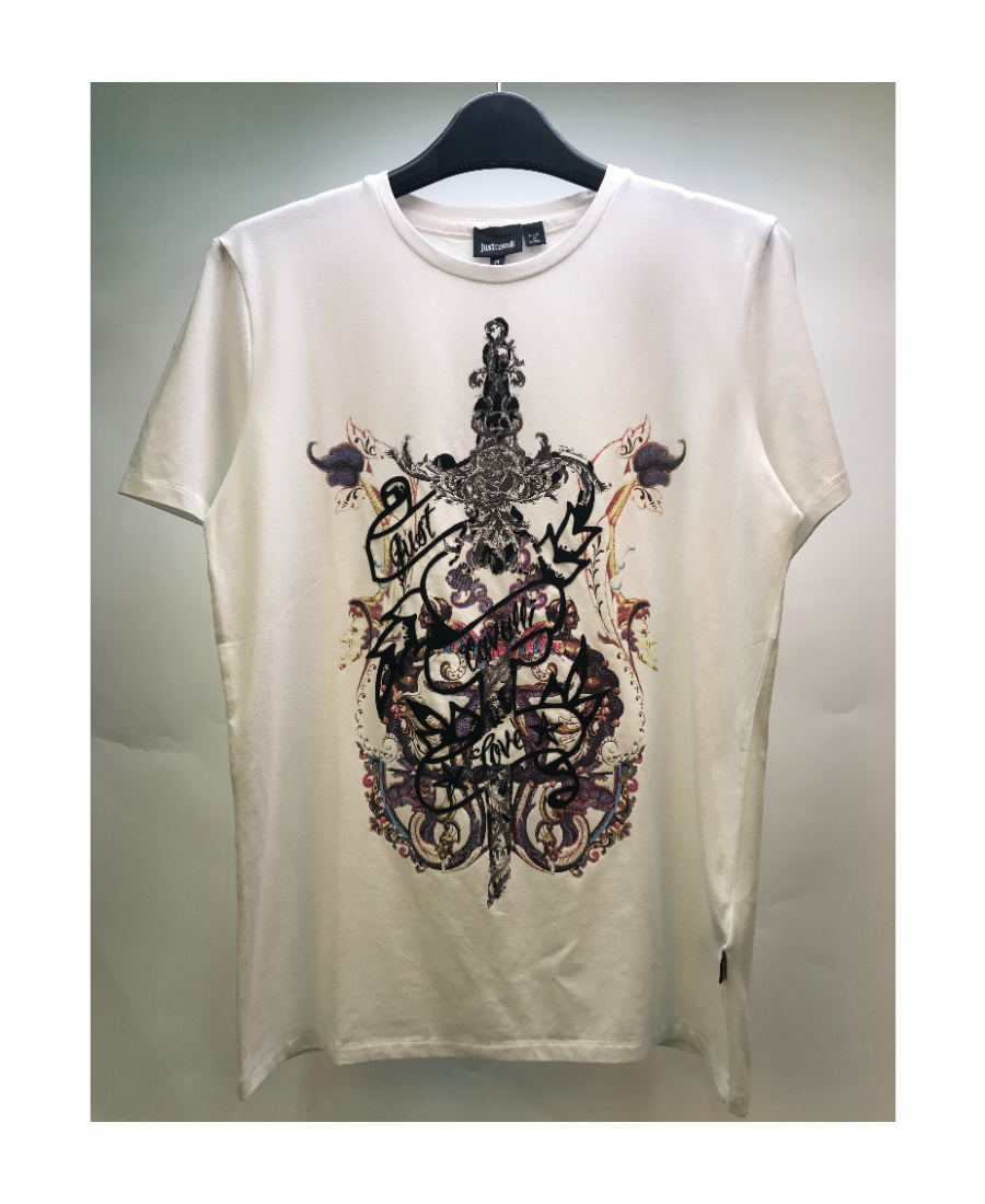 Just Cavalli Printed Round-necked T-shirt In Nude