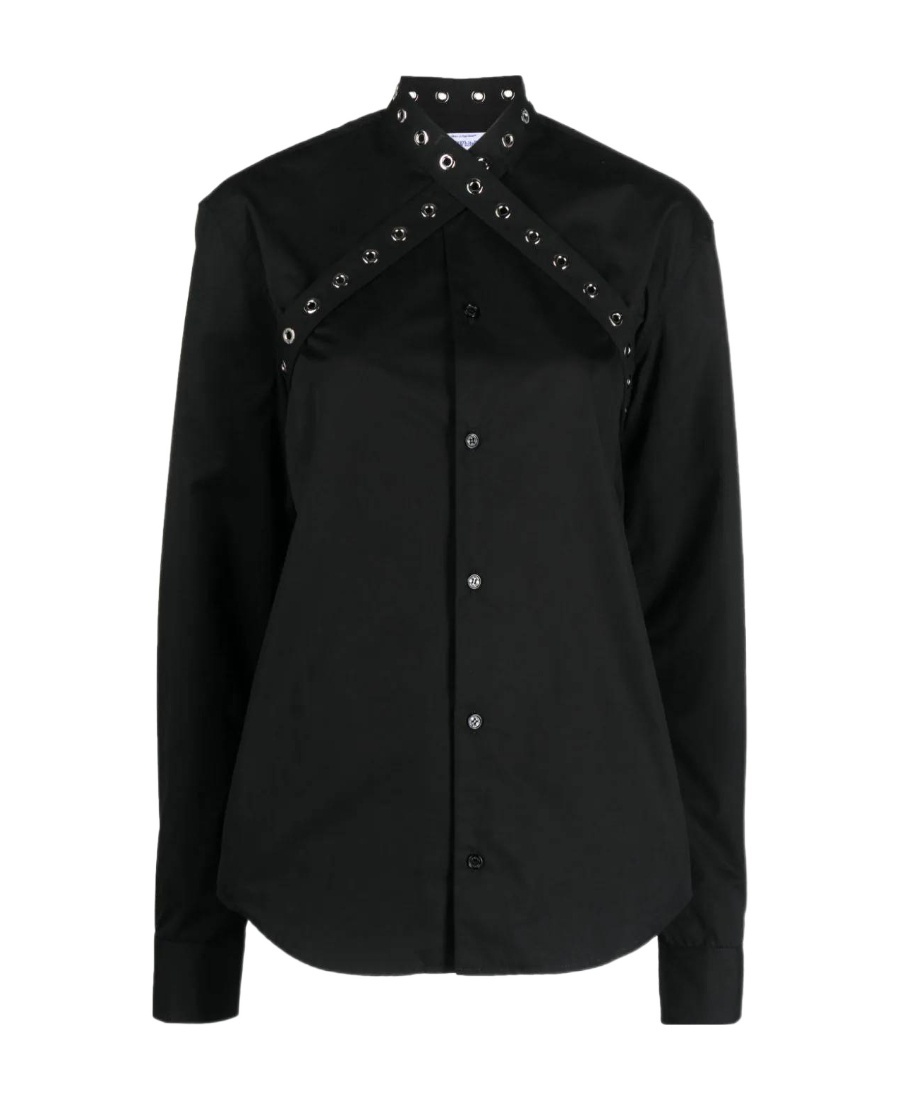 Off-white Popli Shirt With Eyelets Collar In Black