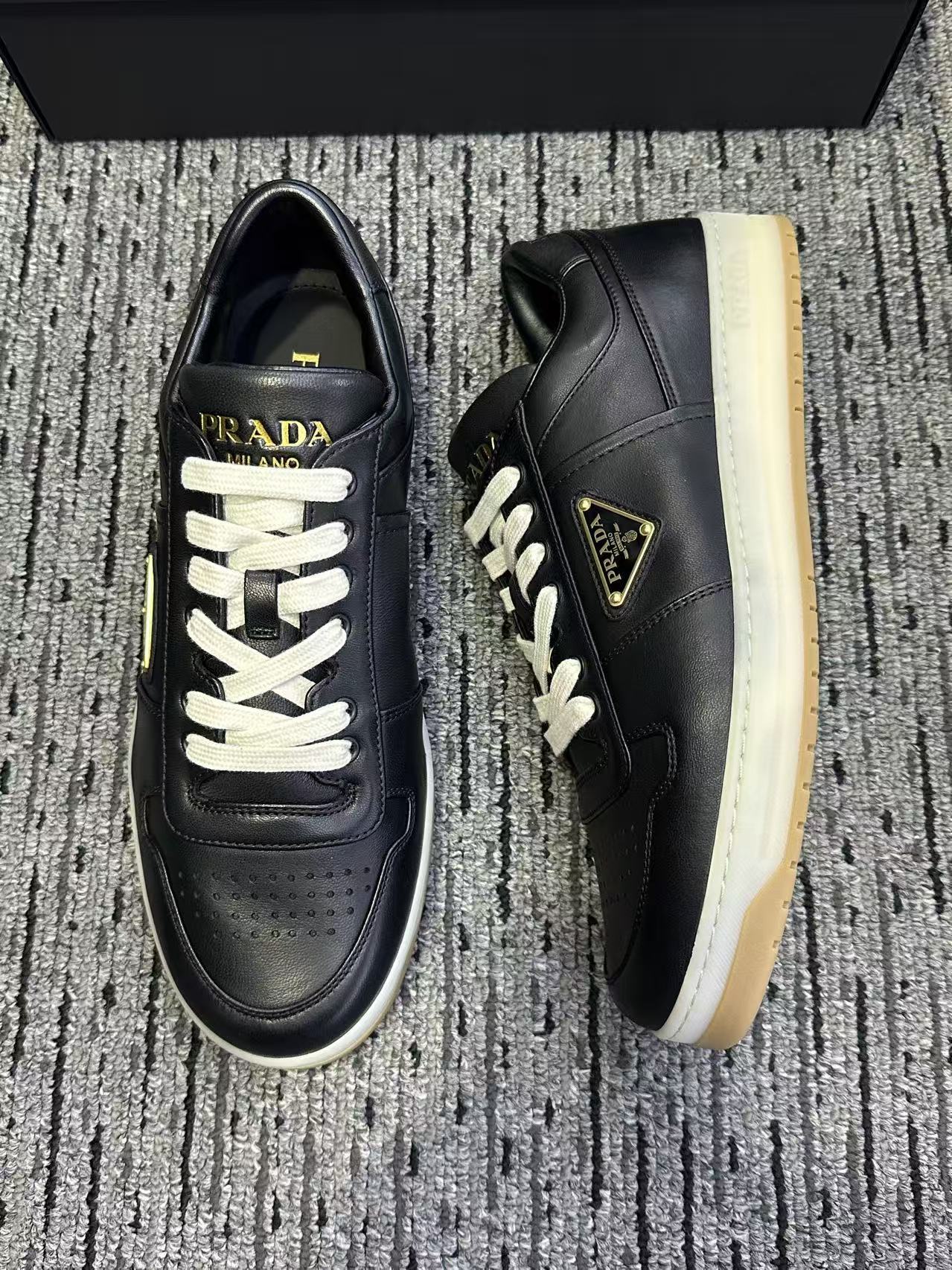 Prada Lace-up Low-top Sneakers In Black