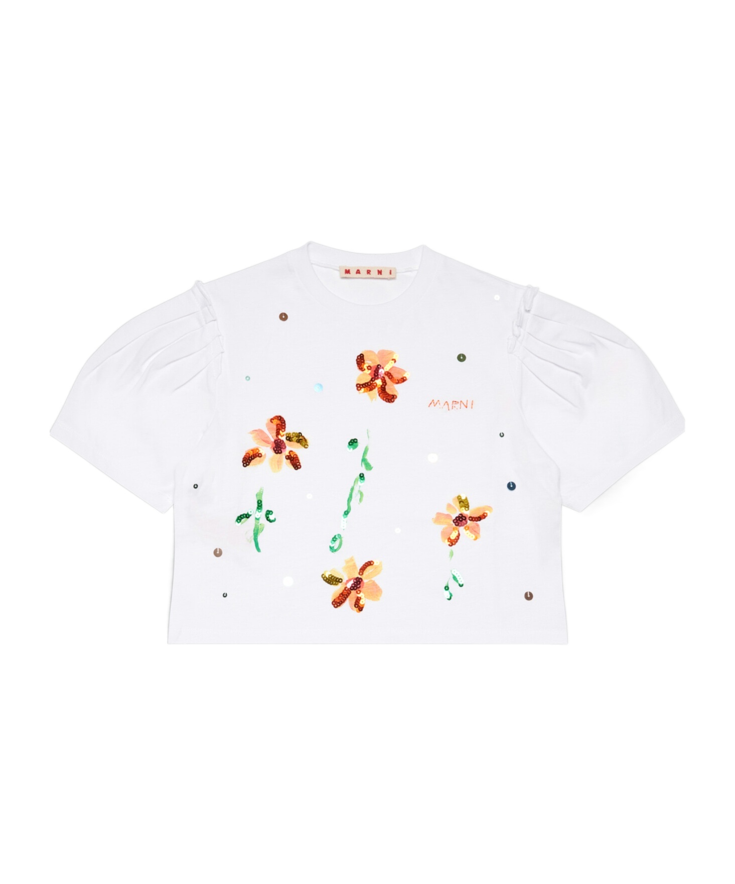 Marni Sequin-embellished Cotton T-shirt In White