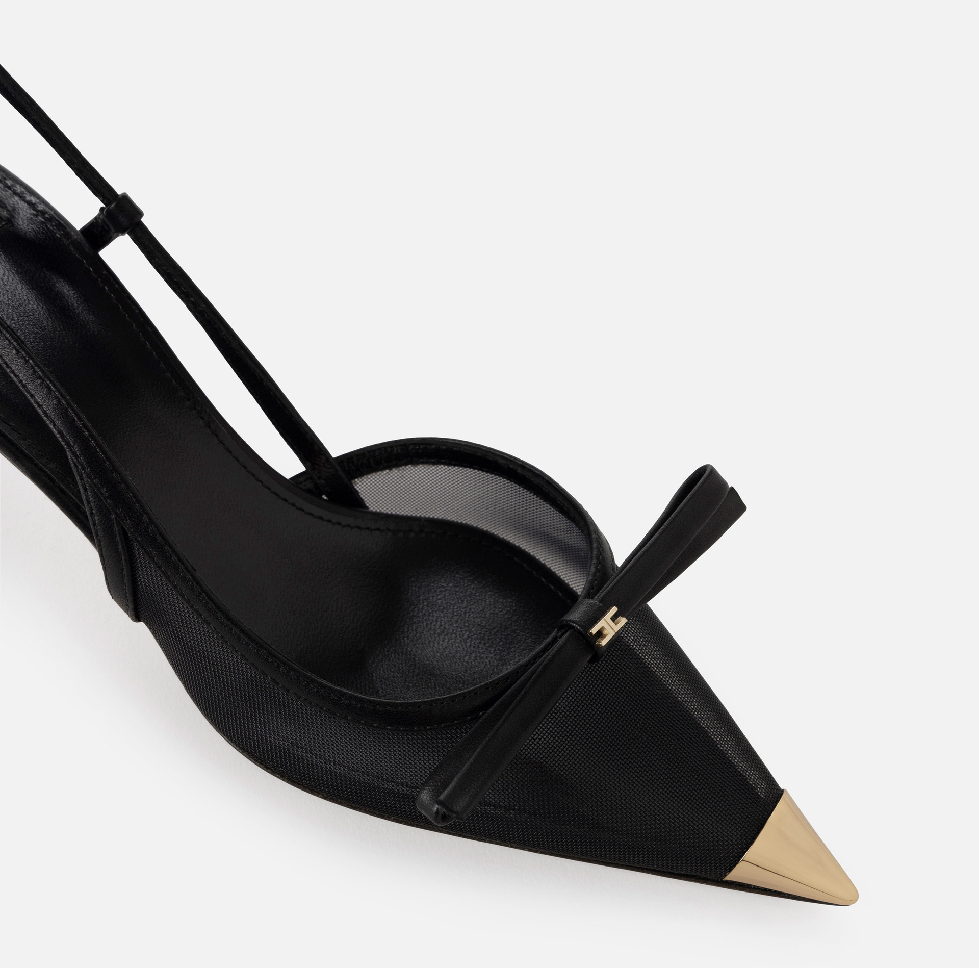 Elisabetta Franchi Black Bow Slingback Heels In Black