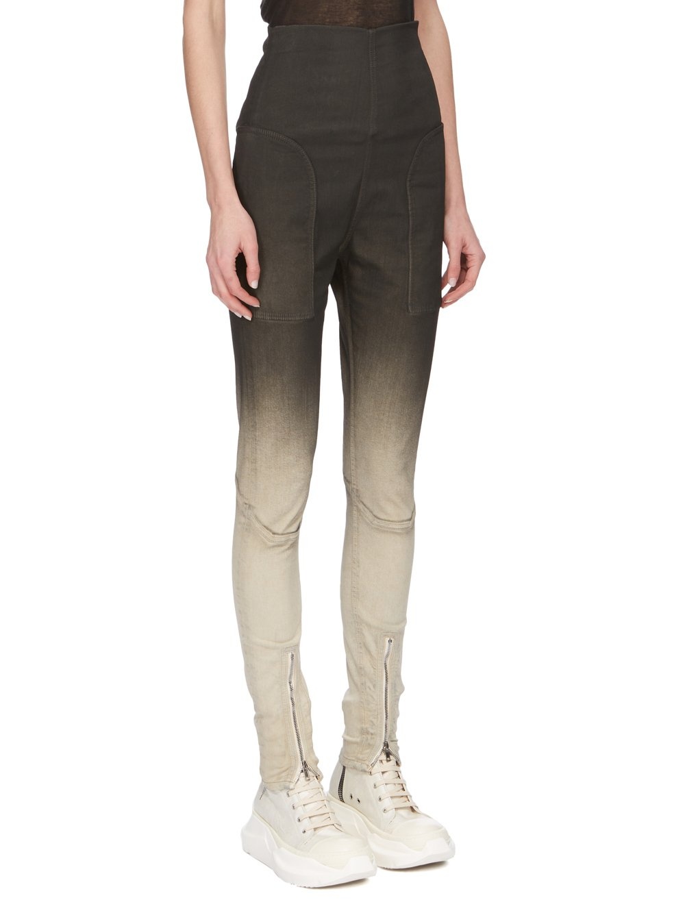 Rick Owens Drkshdw Zipper Detail Gradient Denim Trousers In Multicolor