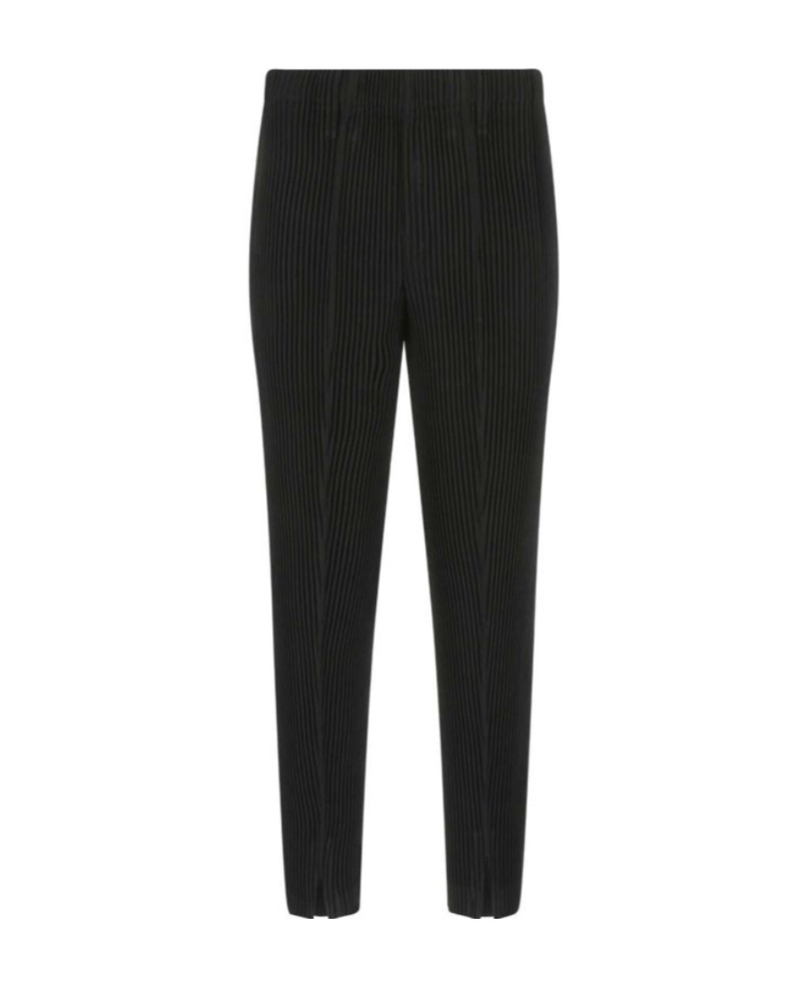 Issey Miyake Tapered Plisse Trousers In Black