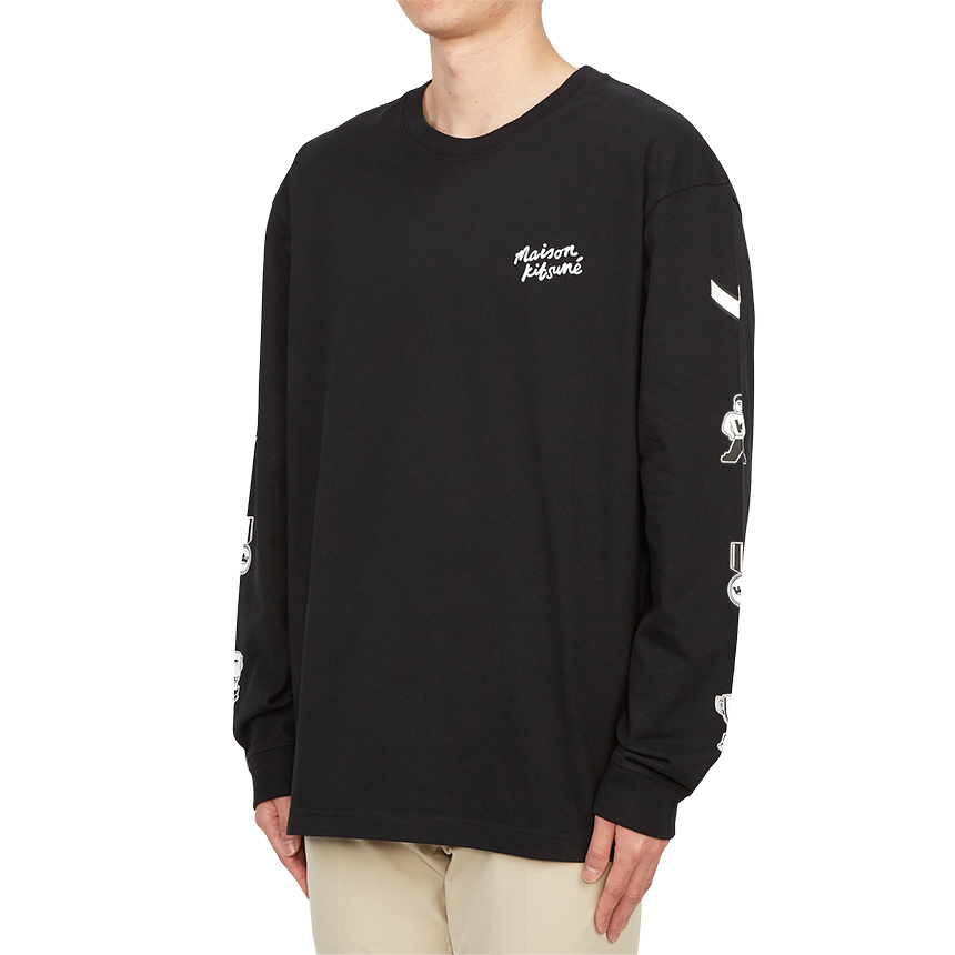 Maison Kitsuné Logo-print Crew-neck Sweatshirt In Black
