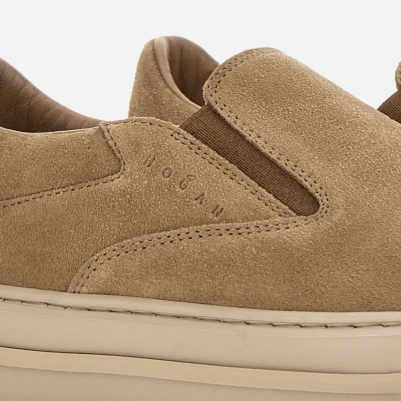 Hogan Slip-on Sneakers In Warm Beige Suede In Multi
