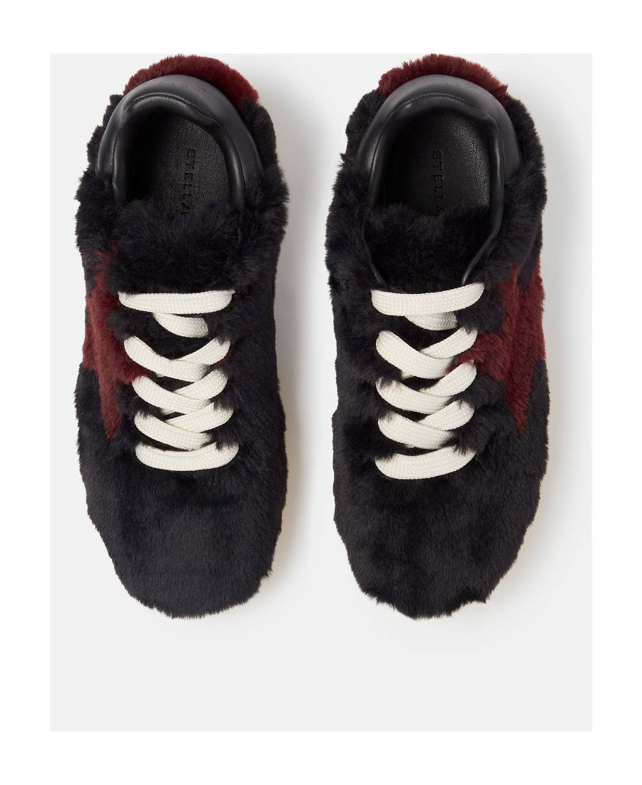 Stella Mccartney Loop Faux-fur Sneakers In Black