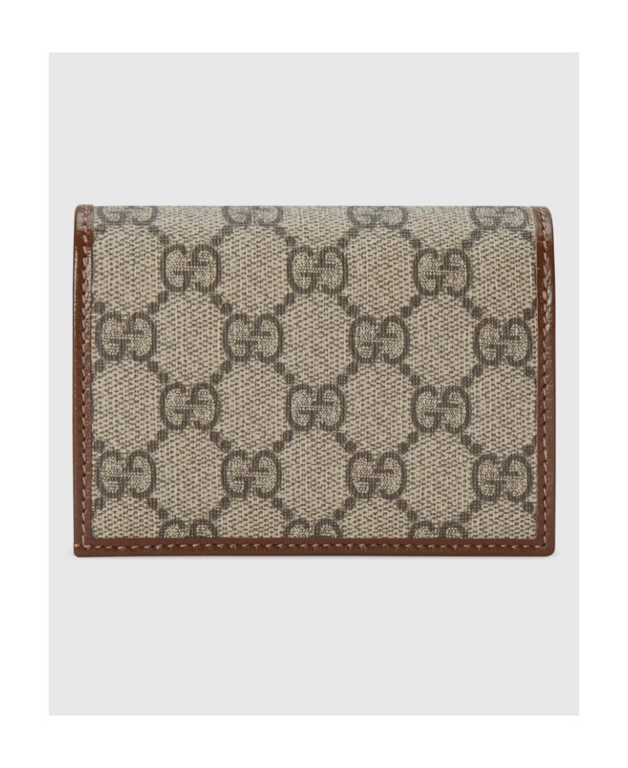 Gucci Compact Wallet With Signature Logo Pattern In Brown