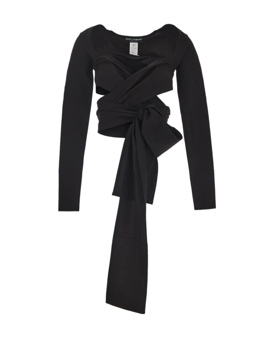 Dolce & Gabbana Cut-out Wrap Top In Black