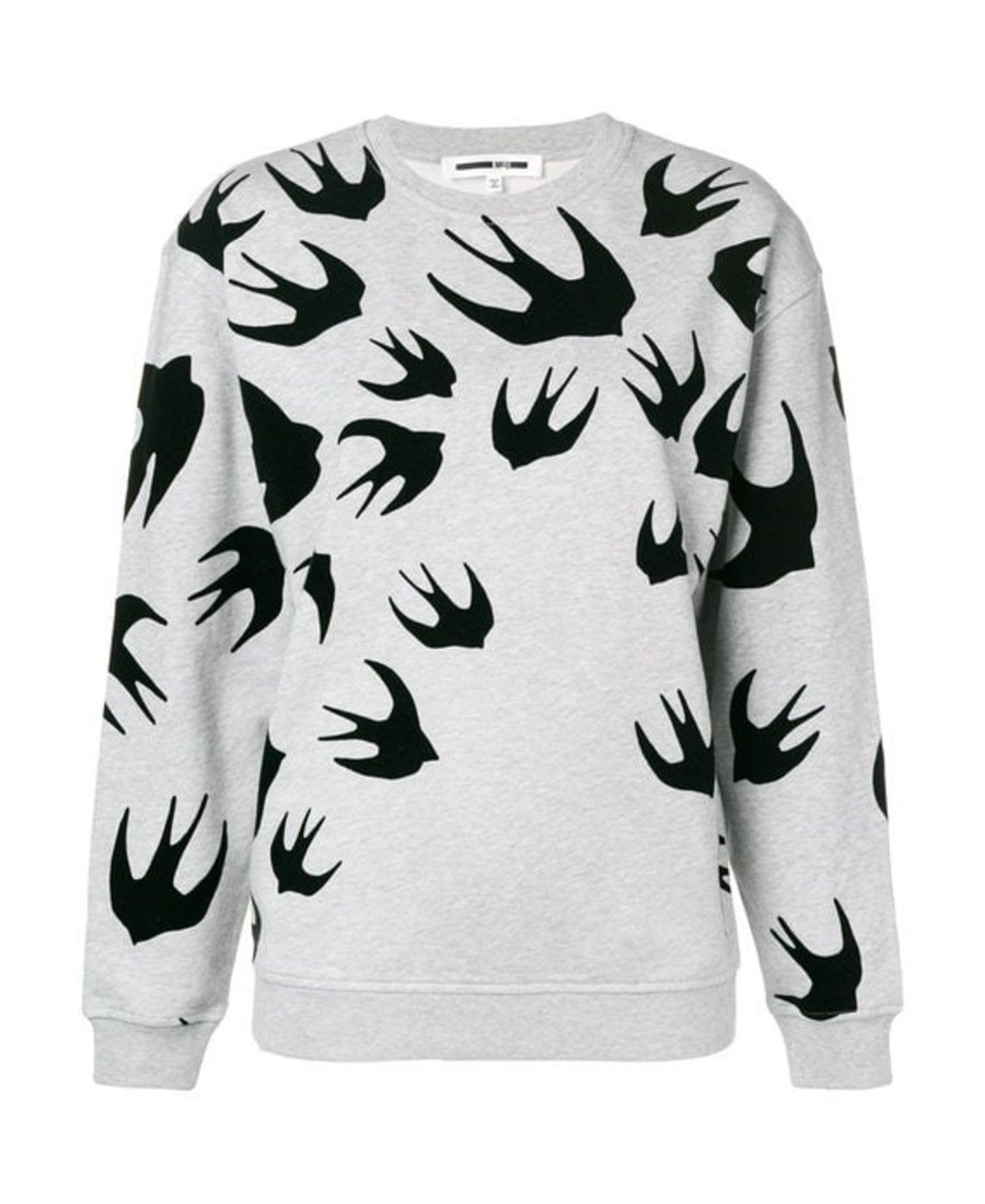 Mcq By Alexander Mcqueen Swallow Printed Pullover In Gray