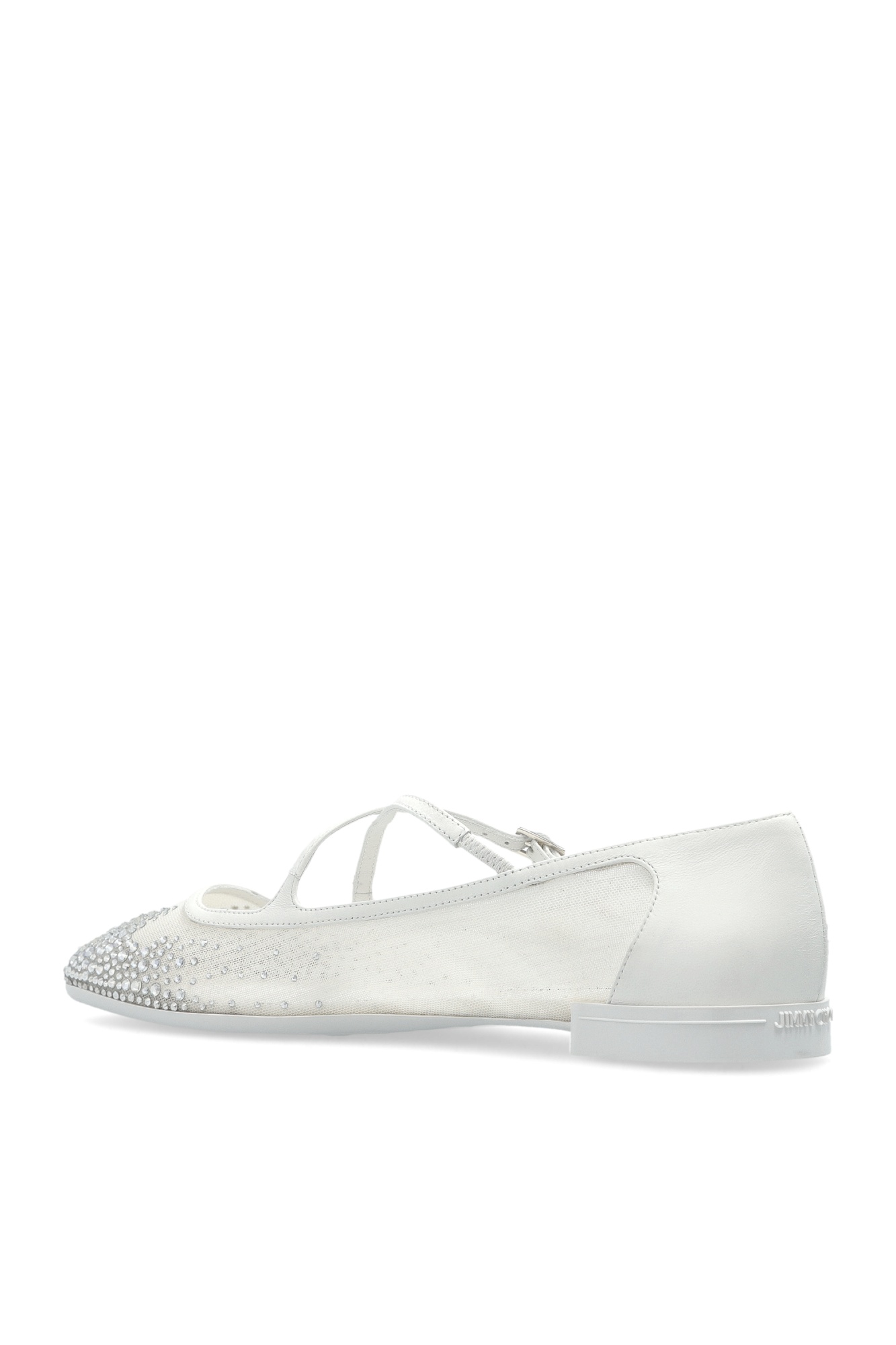 Jimmy Choo Eleri Ballerina Shoes Featuring Mesh Panel In White