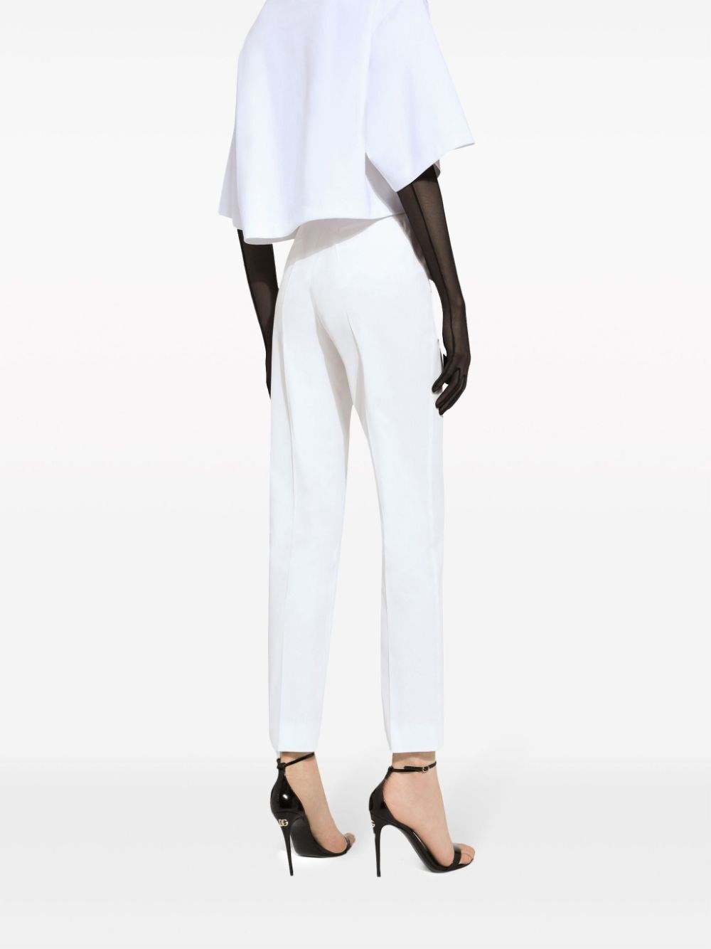 Dolce & Gabbana High-waisted Gabardine Trousers In White