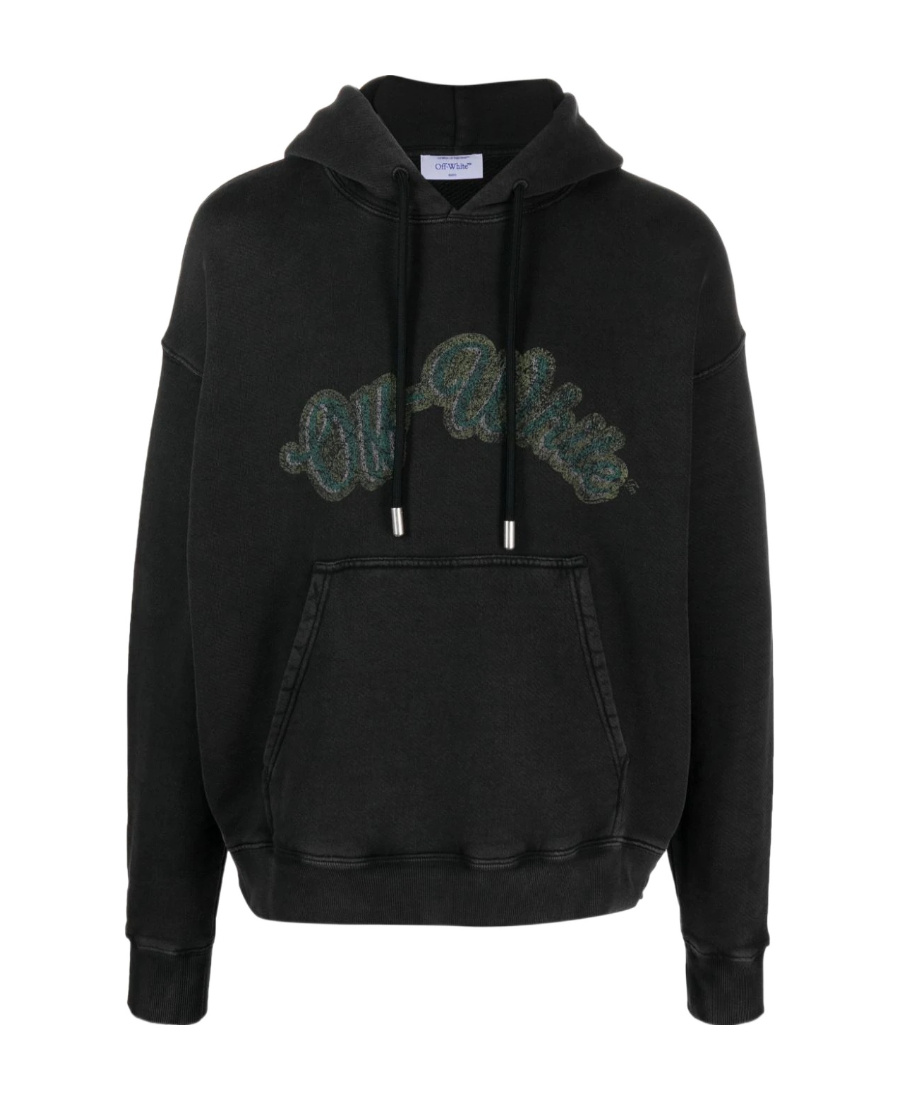Off-white Brushed Cotton Skate-fit Bacchus Printed Hoodie In Black