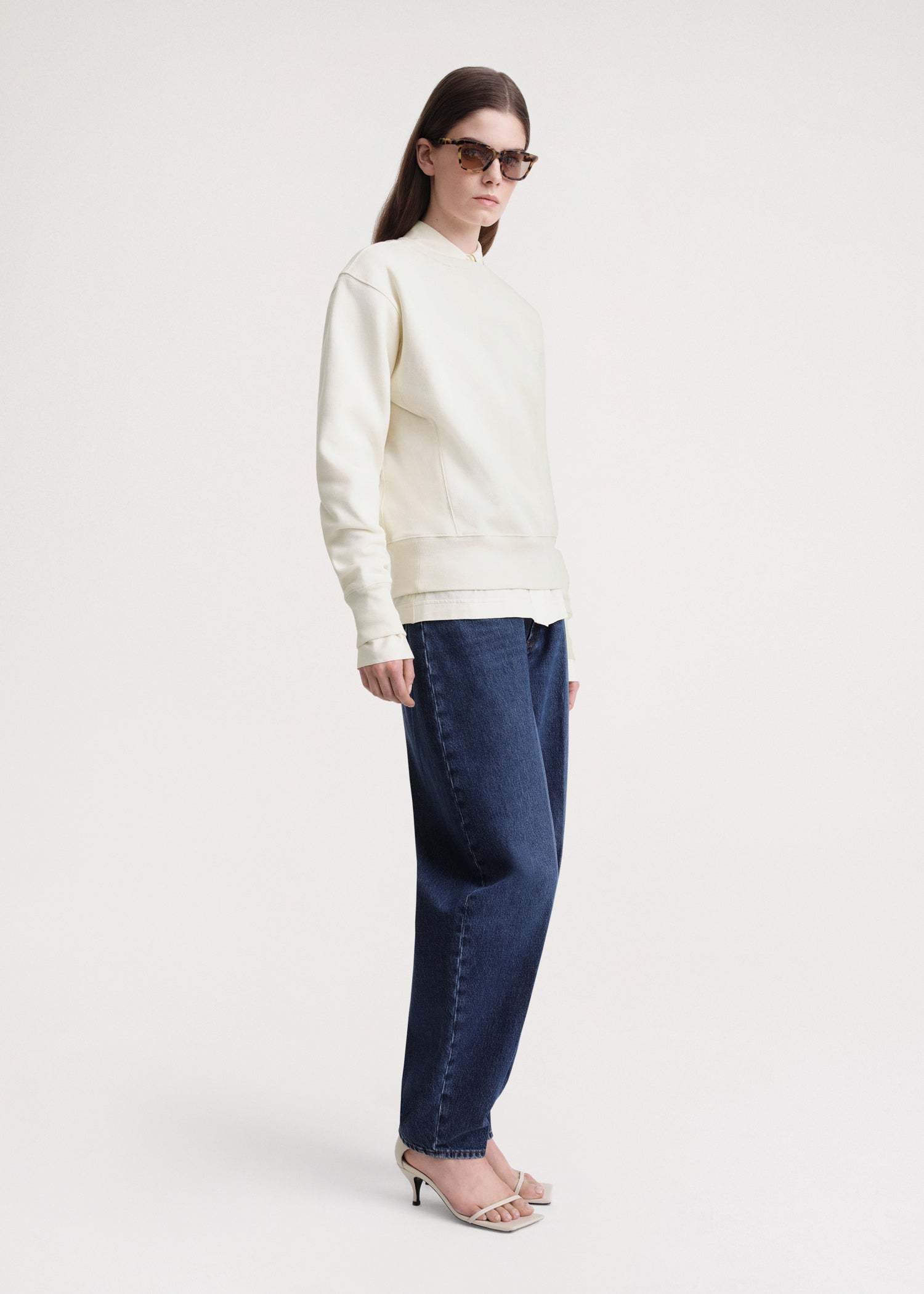 Totême Crew-neck Organic Cotton Sweatshirt In White