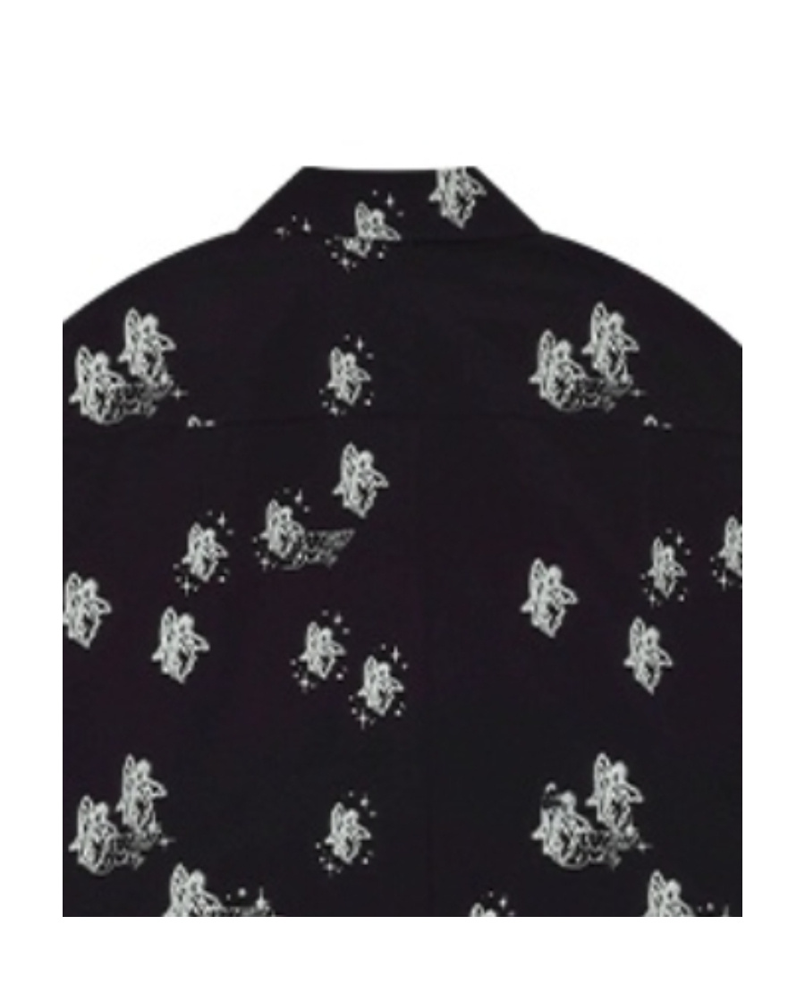 We11 Done Graphic-print Long-sleeve Shirt In Black