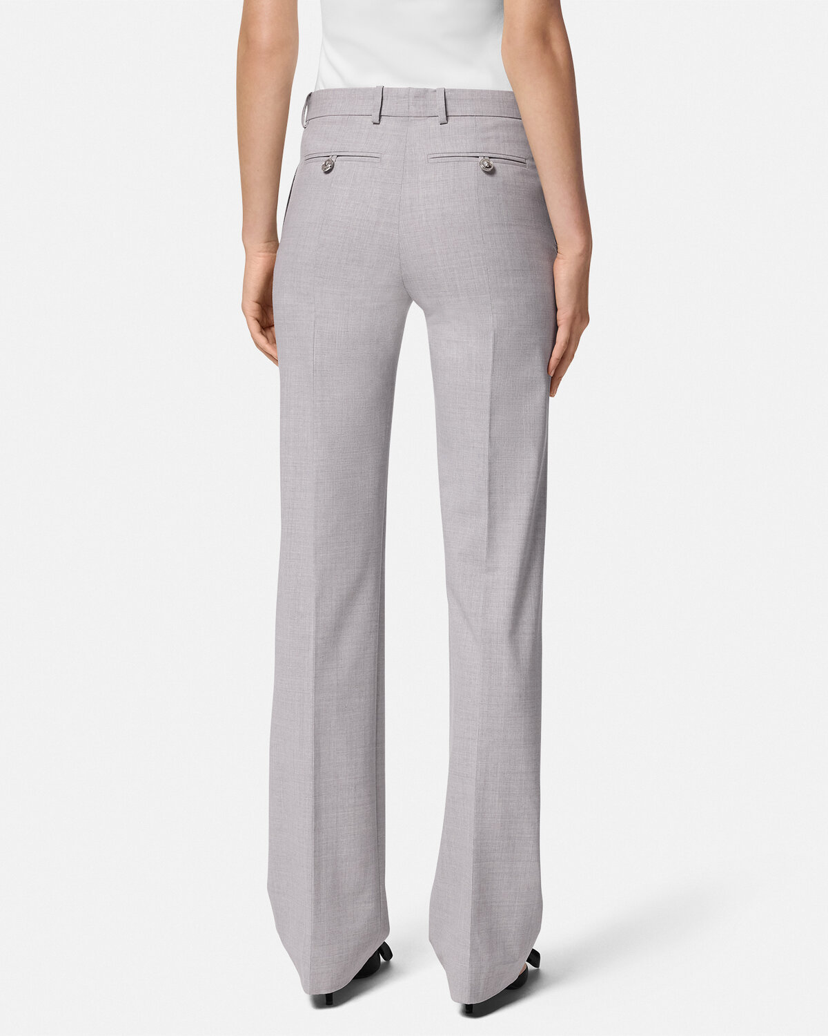 Versace Straight-leg Tailored Pants With Refined Finish In White