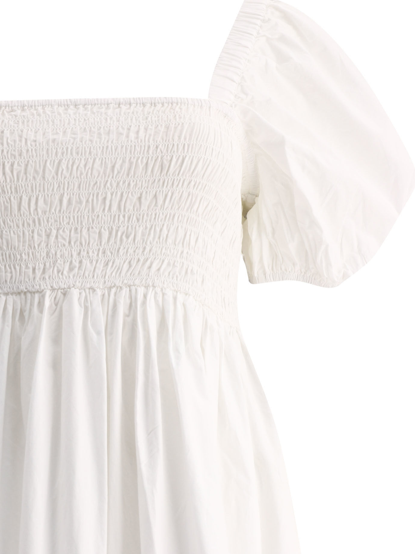 Shop Ganni Cotton Poplin Smock Maxi Dress In White