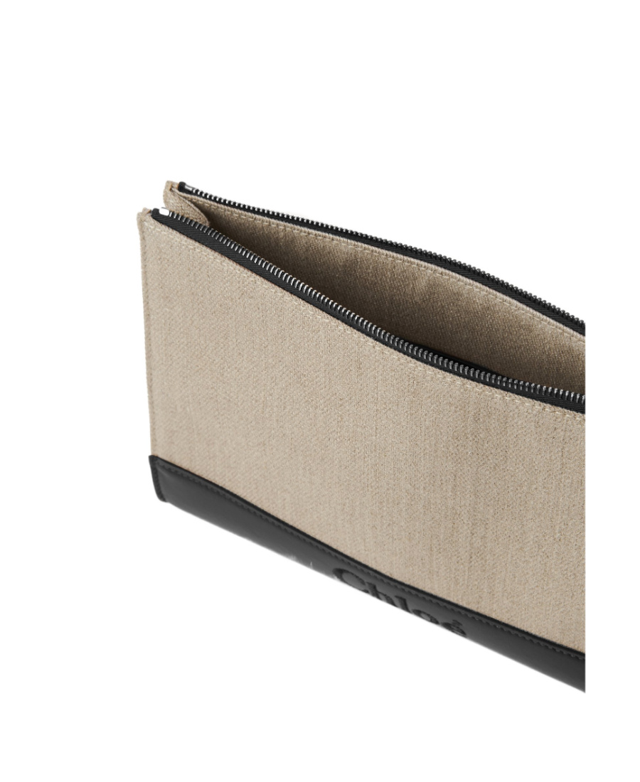 CHLOÉ LOGO-EMBROIDERED CLUTCH BAG