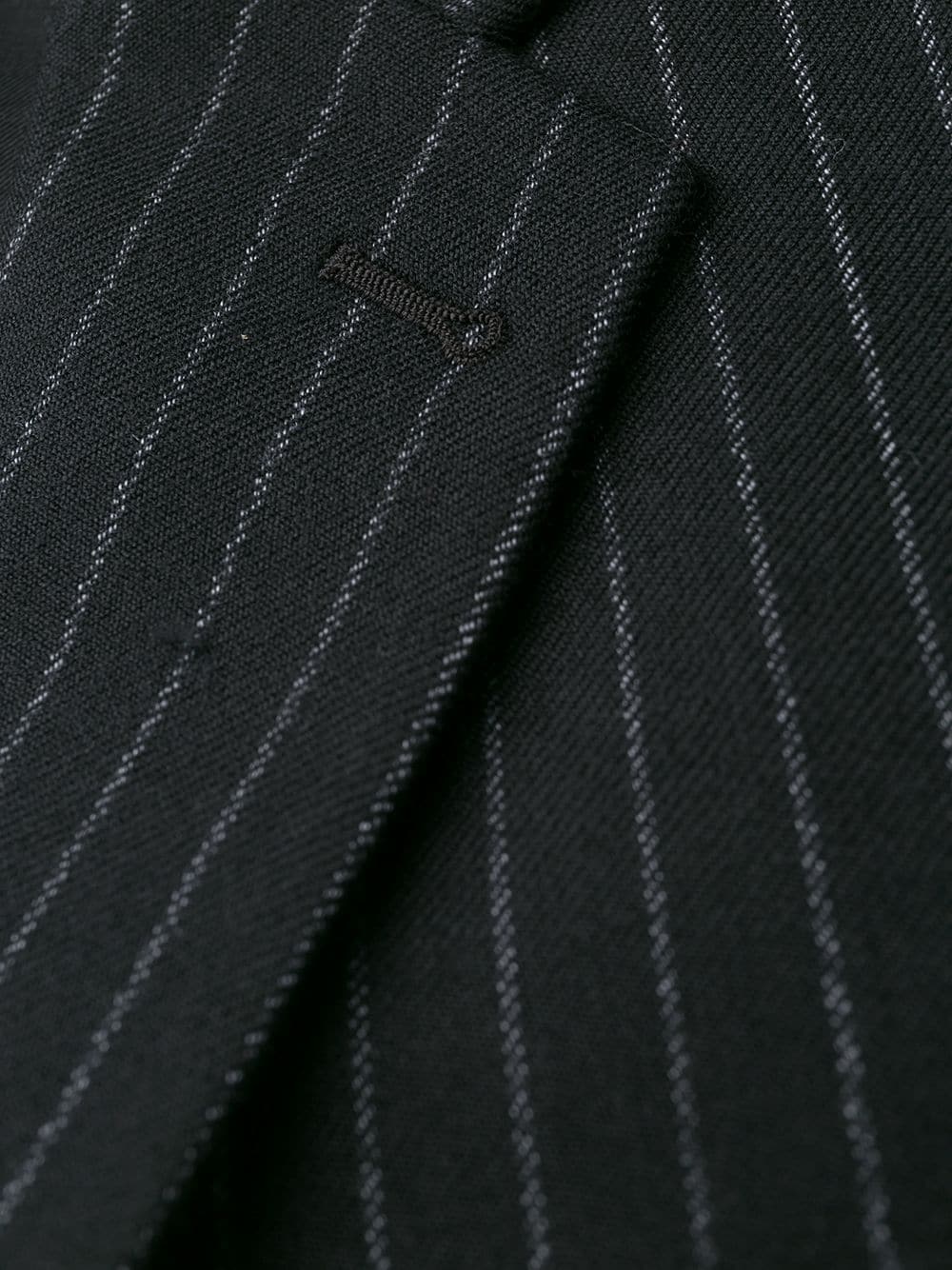Saint Laurent Pinstriped Buttoned Blazer In Black
