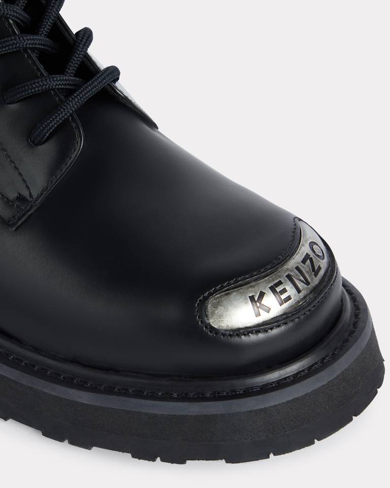 Kenzo Stylish Lace-up Ankle Boots With Pull Tab In Black