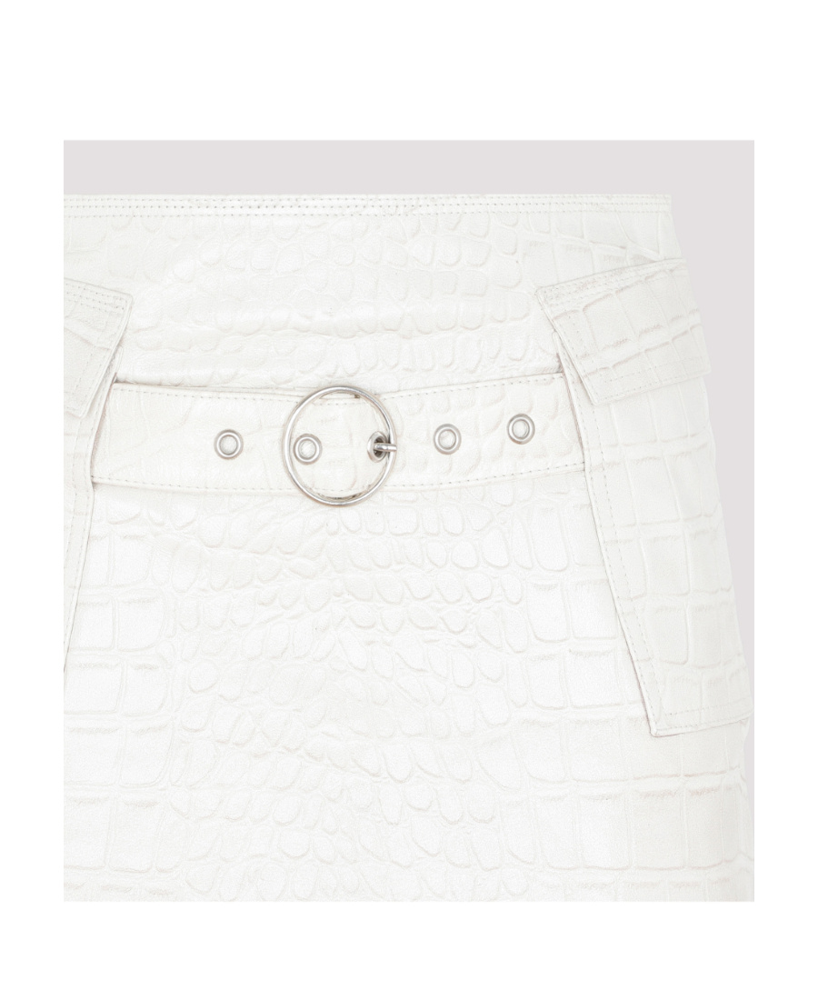 Saks Potts Crocodile-effect Belted Mini Skirt In White