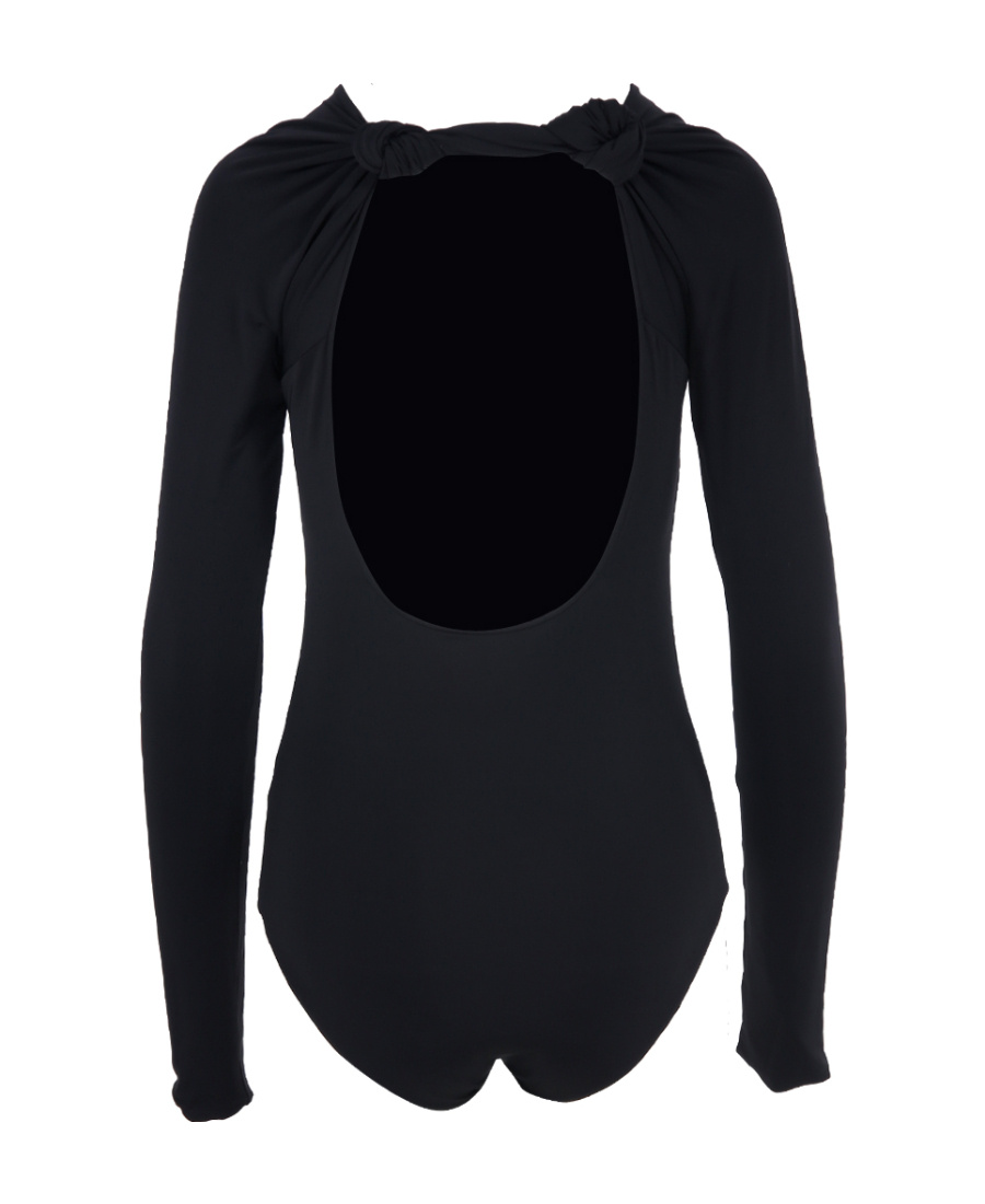 Jil Sander Open-back Long-sleeved Bodysuit In Black
