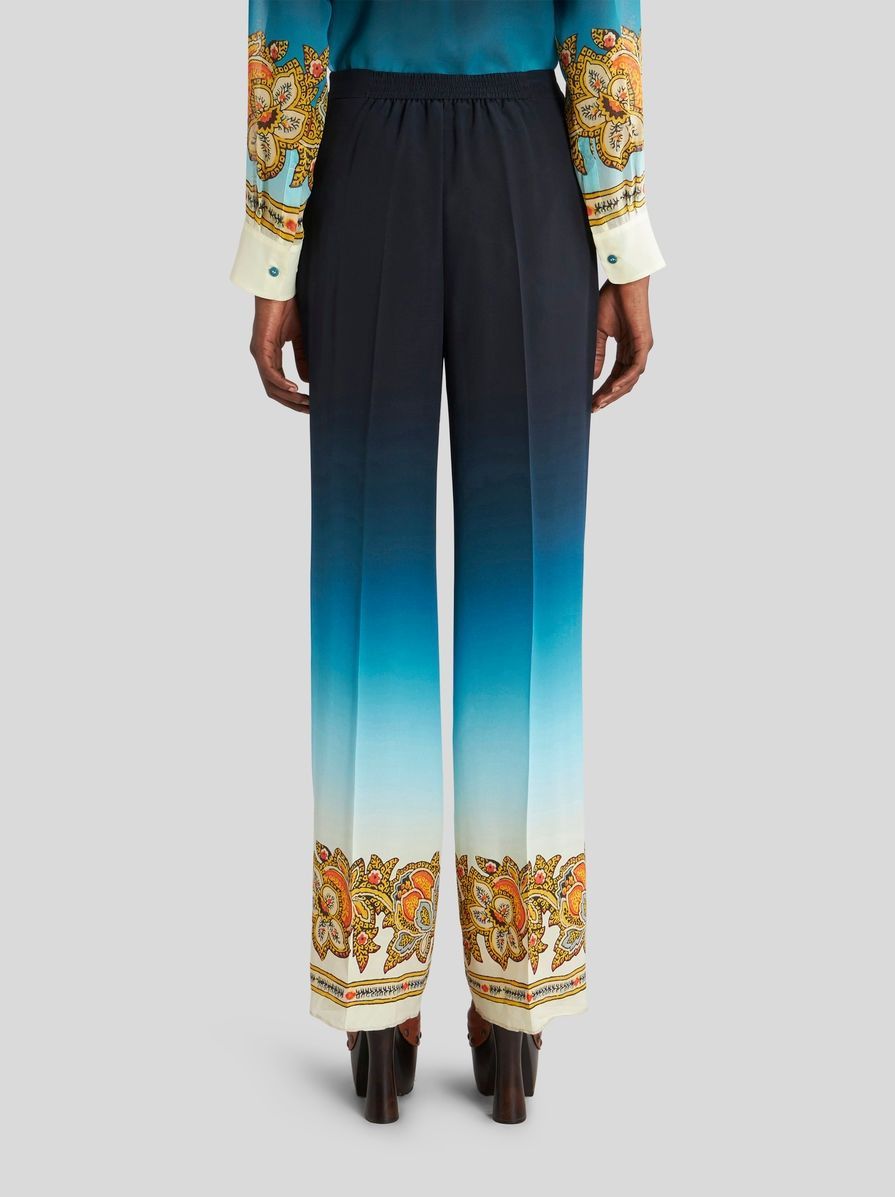 Etro Colour Shaded Crêpe De Chine Palazzo Trousers In Black