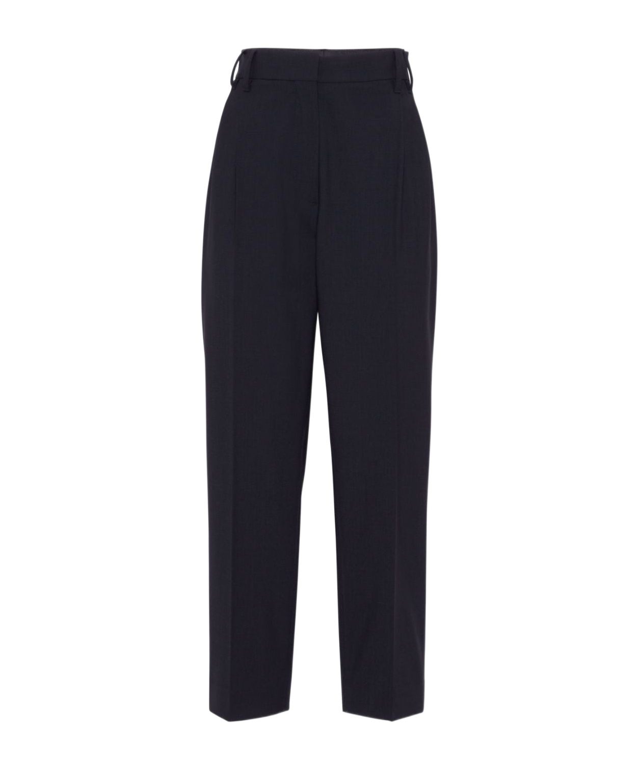 Brunello Cucinelli Black Tropical Luxury Wool Monili Slouchy Trousers In Black