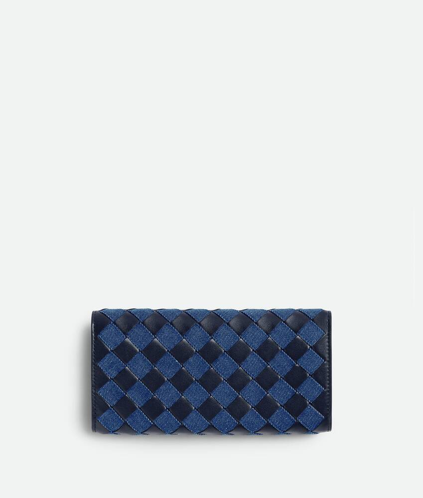 Bottega Veneta Intrecciato Large Flap Wallet In Black