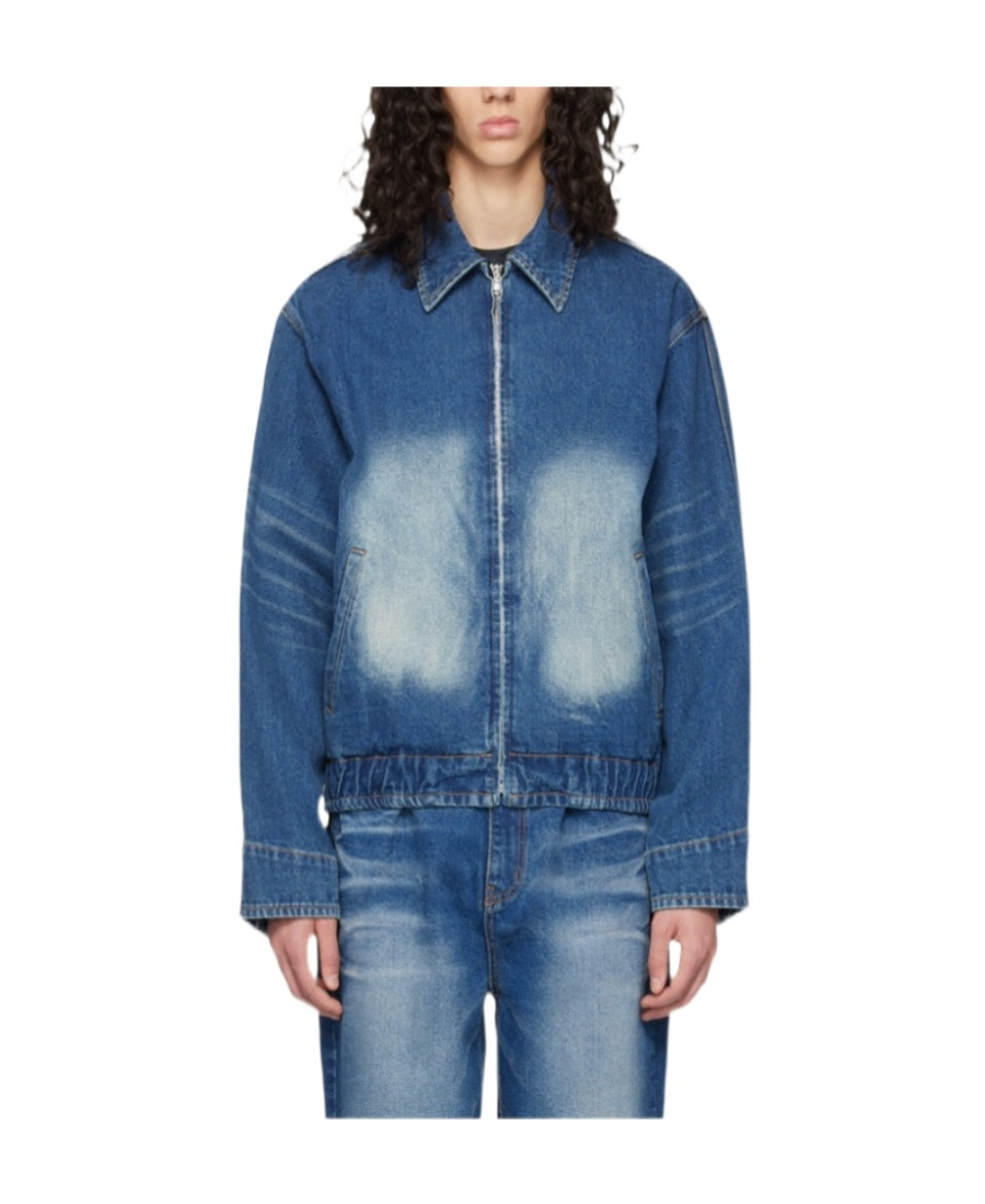 We11 Done Blue Faded Denim Jacket In Blue