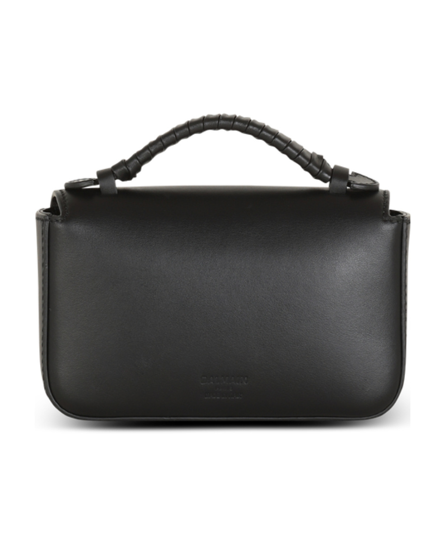 Balmain B-buzz 17 Mini Leather Shoulder Bag In Black