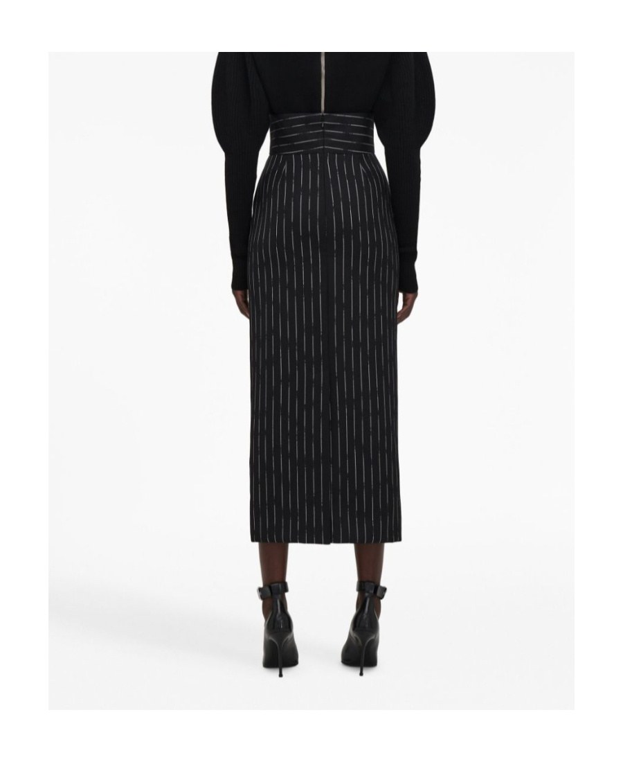 ALEXANDER MCQUEEN STRIPED HIGH-WAISTED MIDI SKIRT