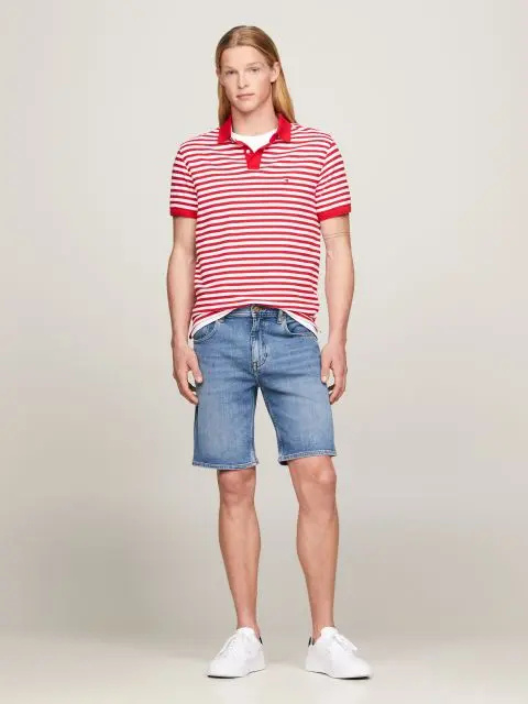 Shop Tommy Hilfiger Belt Ring Denim Shorts In Blue