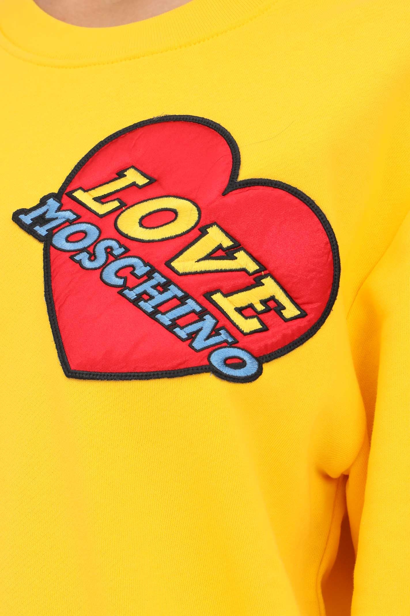 Moschino Heart-shaped Upholstered Sweater In Yellow