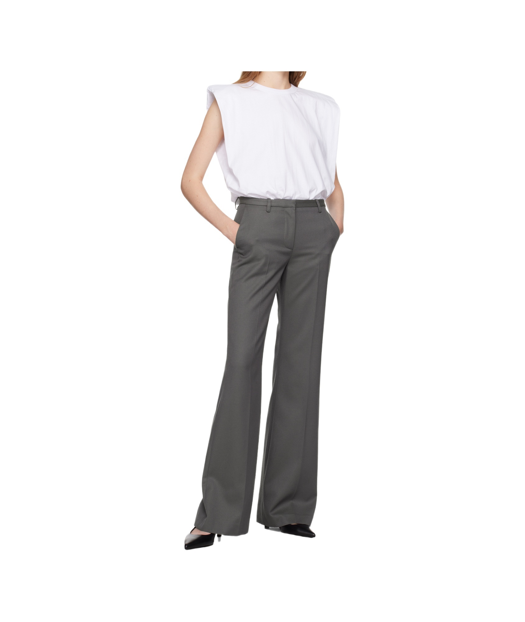 The Frankie Shop Gray Lyra Flared Trousers