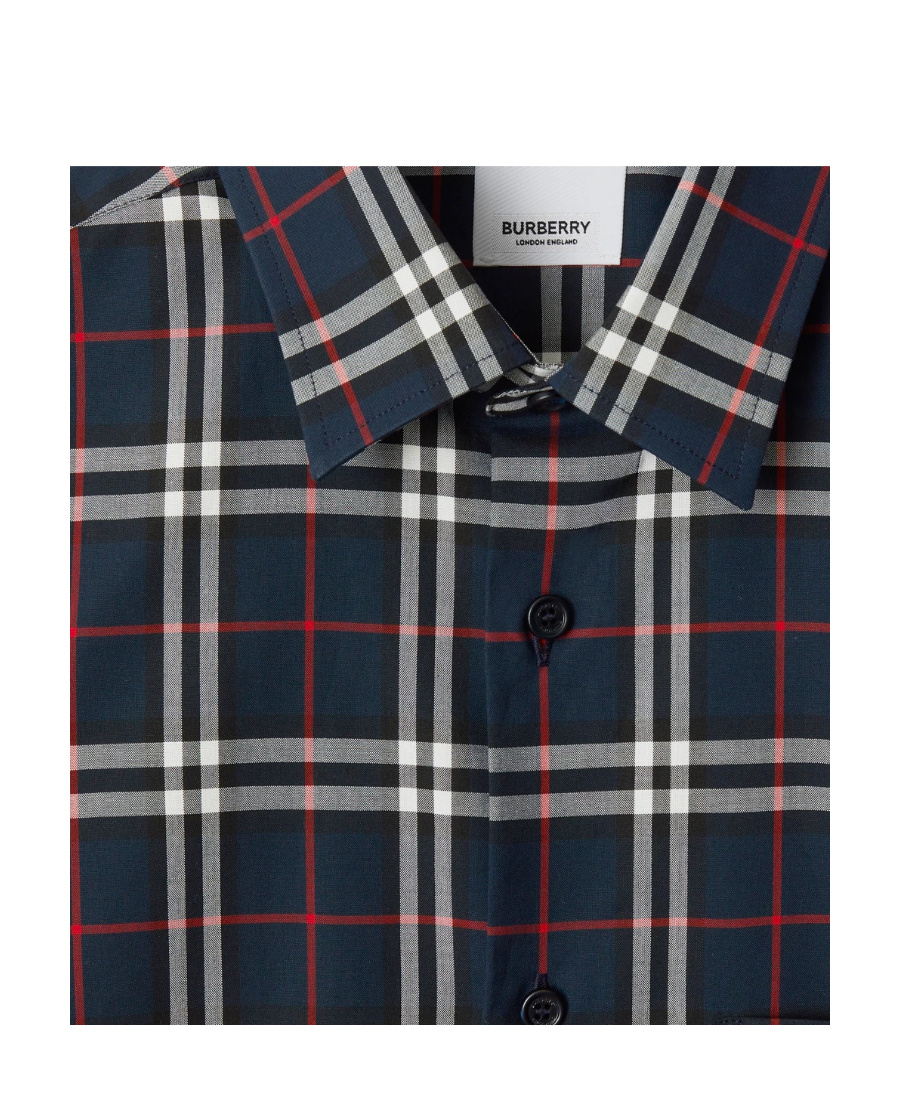 Burberry Simpson Checked Cotton Shirt In Blue