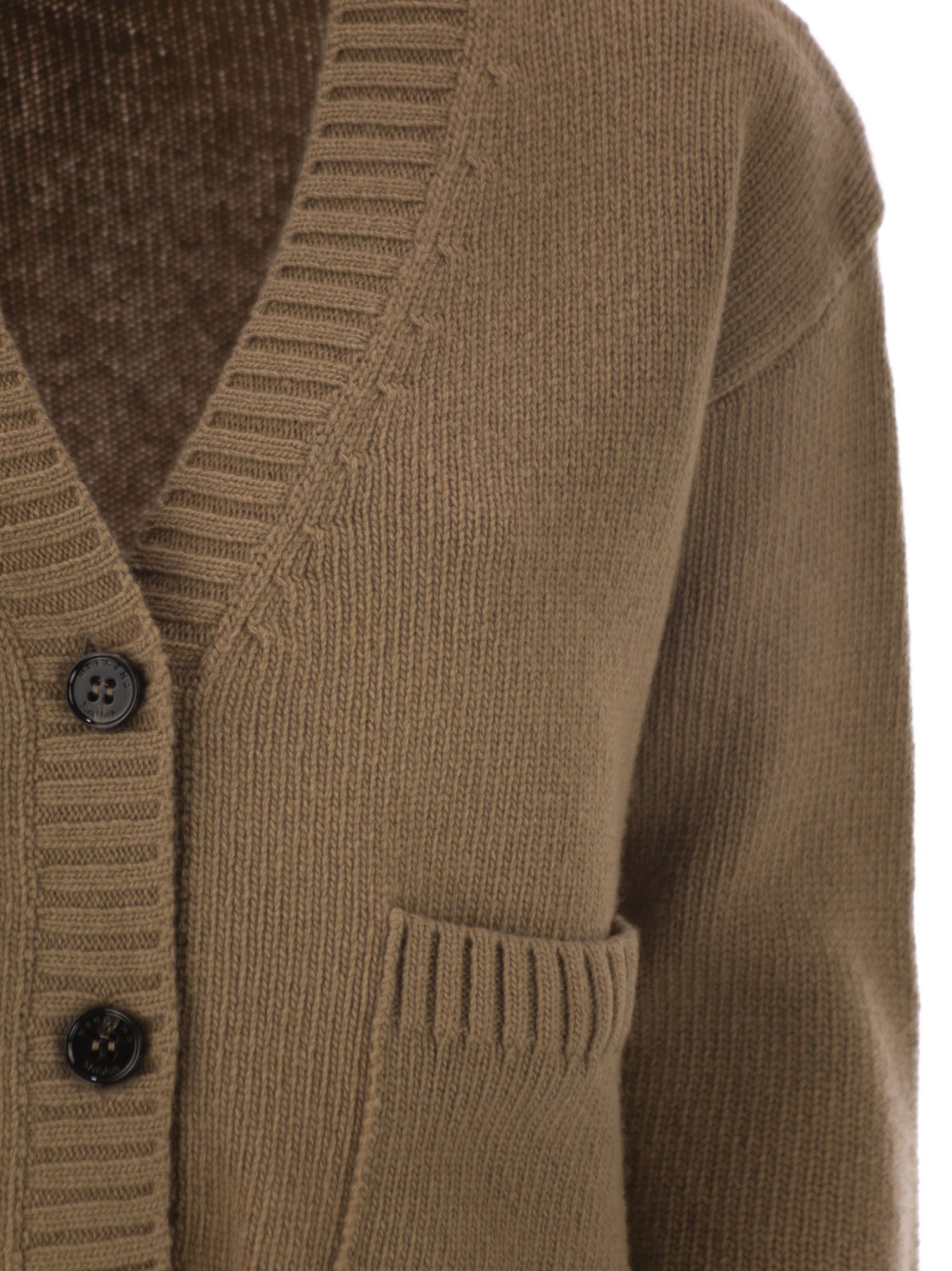Weekend Max Mara Long-sleeved Knitted Cardigan In Brown
