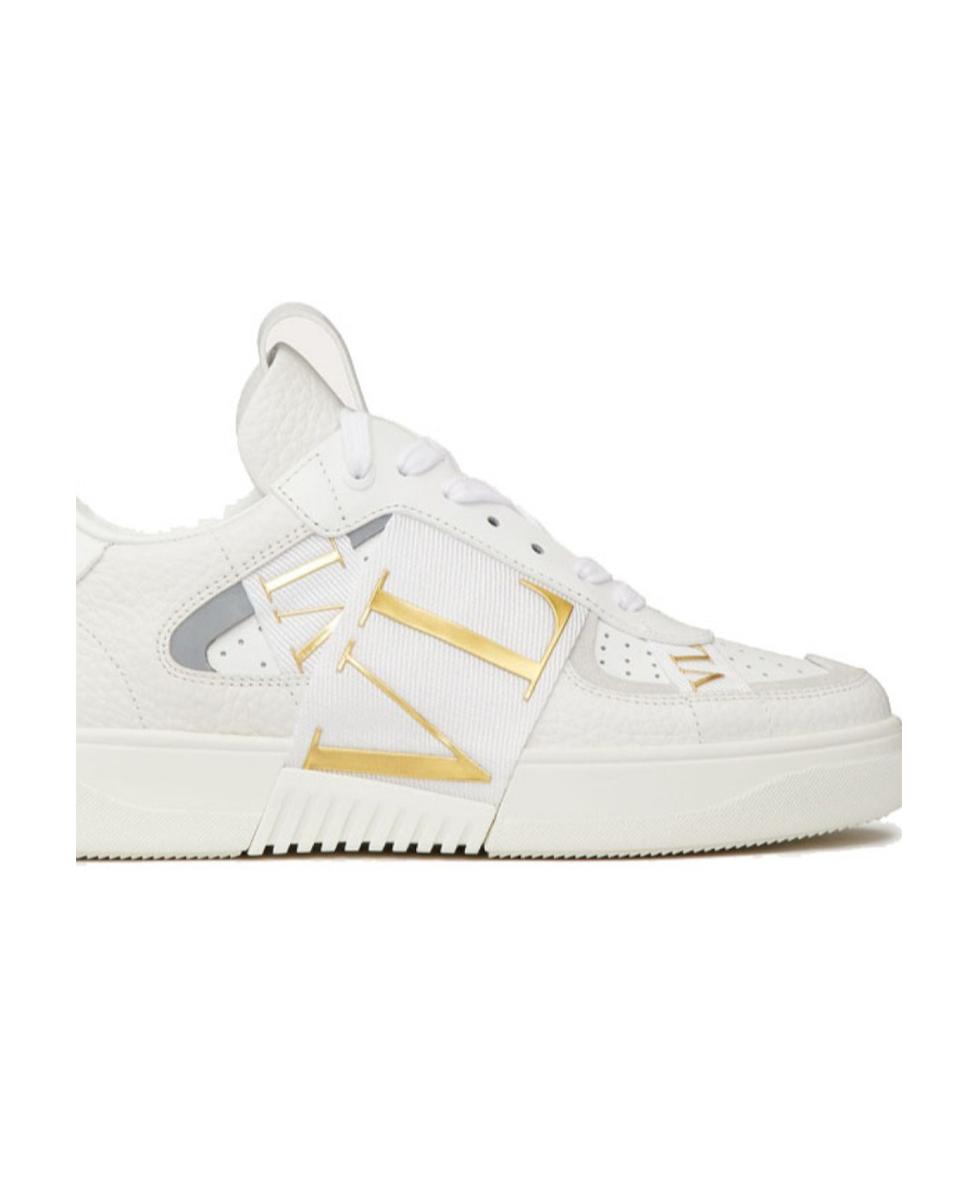 Shop Valentino Calfskin Vl7n Sneaker With Bands In White