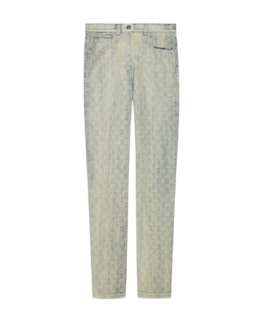 GUCCI GG JACQUARD DENIM STRAIGHT-LEG JEANS