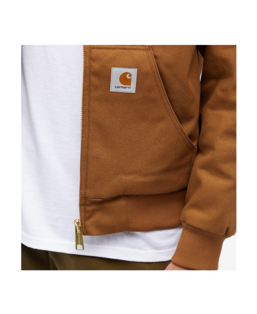 Carhartt Logo-patch Cotton Hooded Jacket In Brown