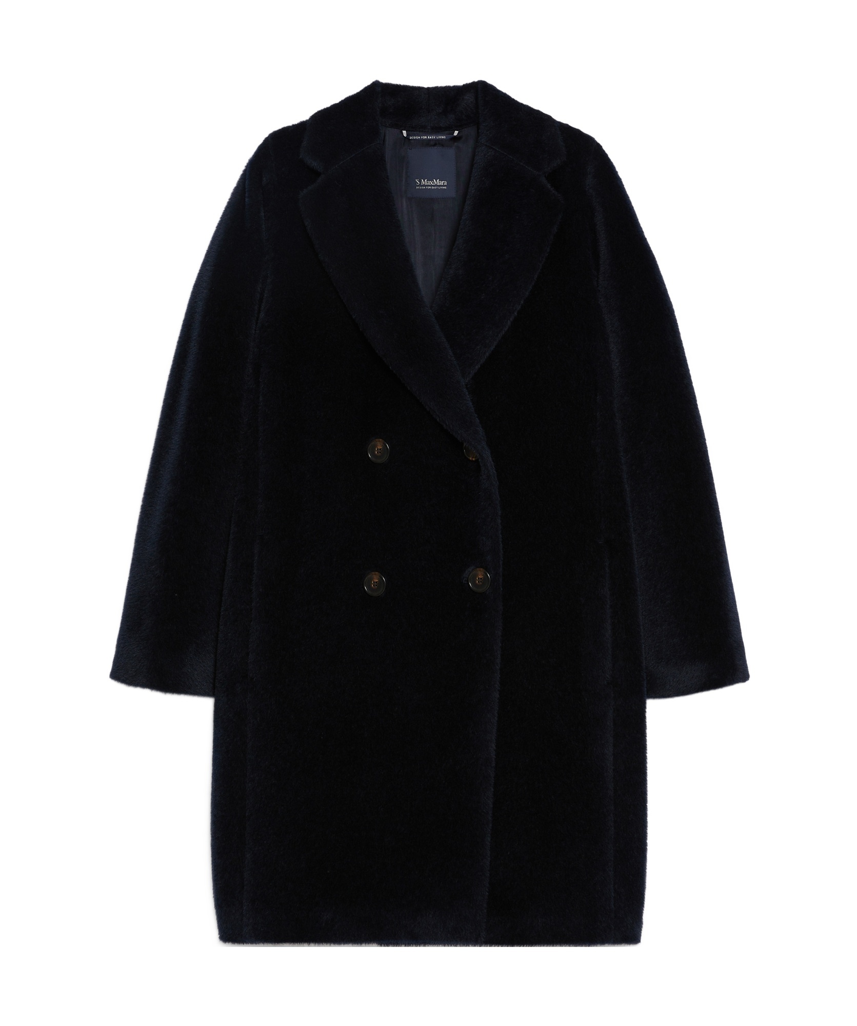 Shop Max Mara 's Double-breasted Long-sleeved Coat In Black