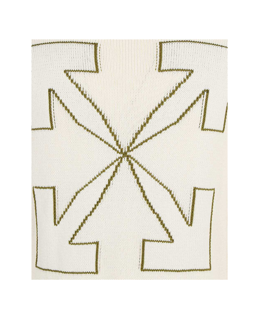 Off-white Off White Men Diag Outline Knit Crewneck In White