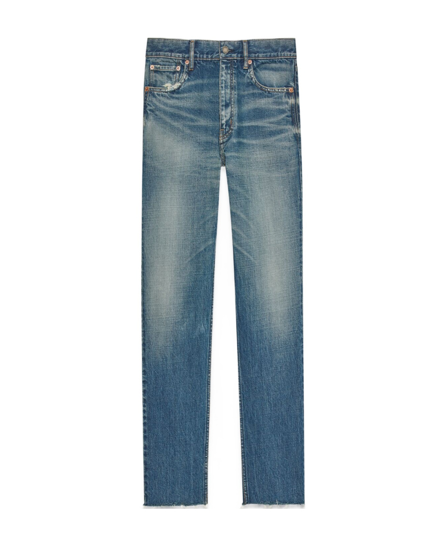 Shop Saint Laurent Straight-fit Jeans In Blue Denim