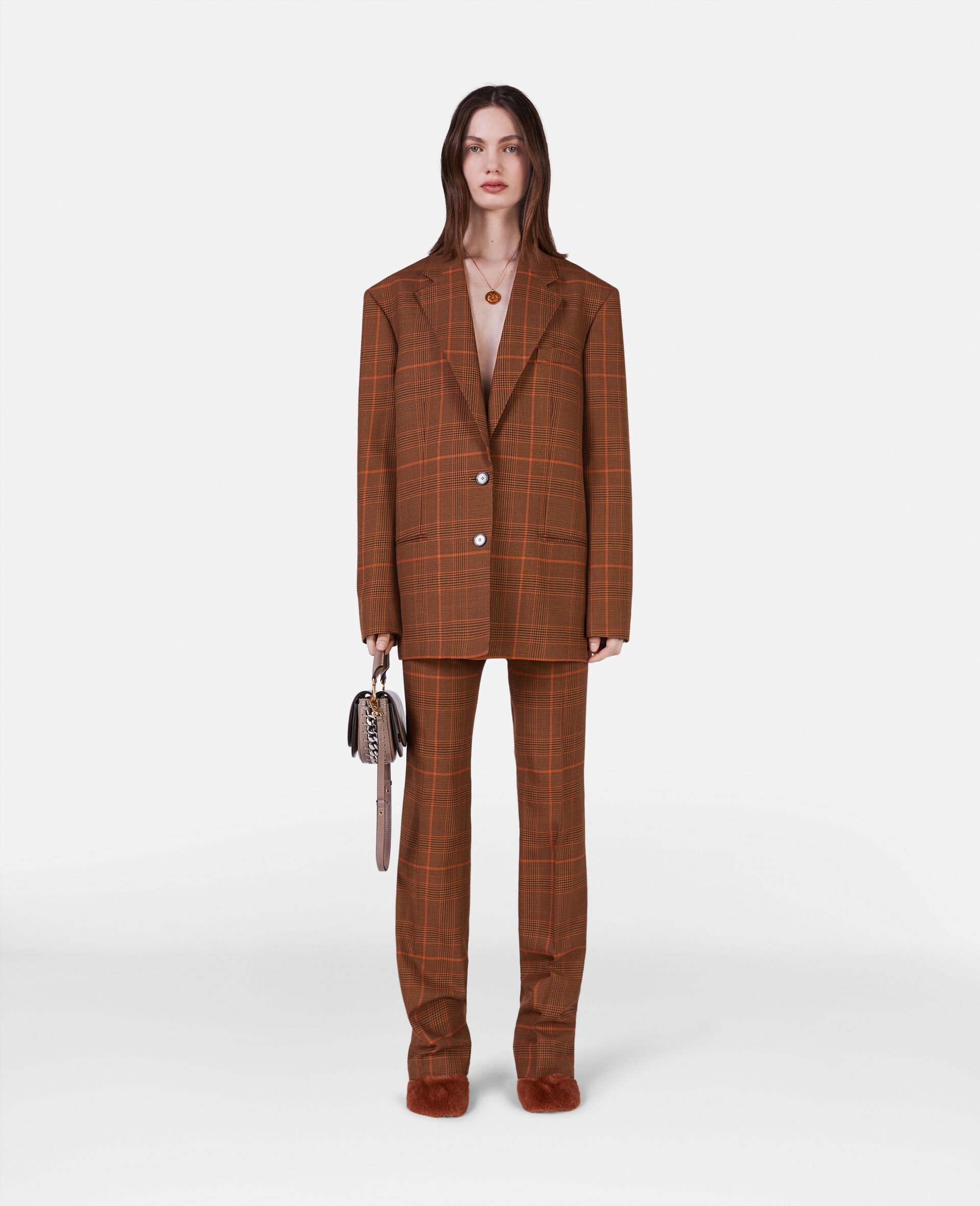 Stella Mccartney Ladies Brown Prince-of-wales Slim-cut Trousers In White