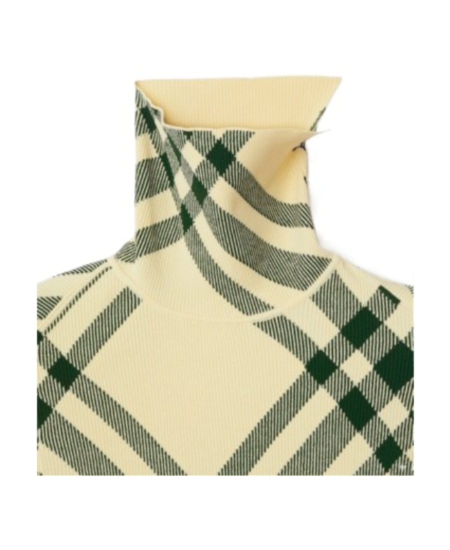 Burberry Check-pattern High-neck Jumper In Nude