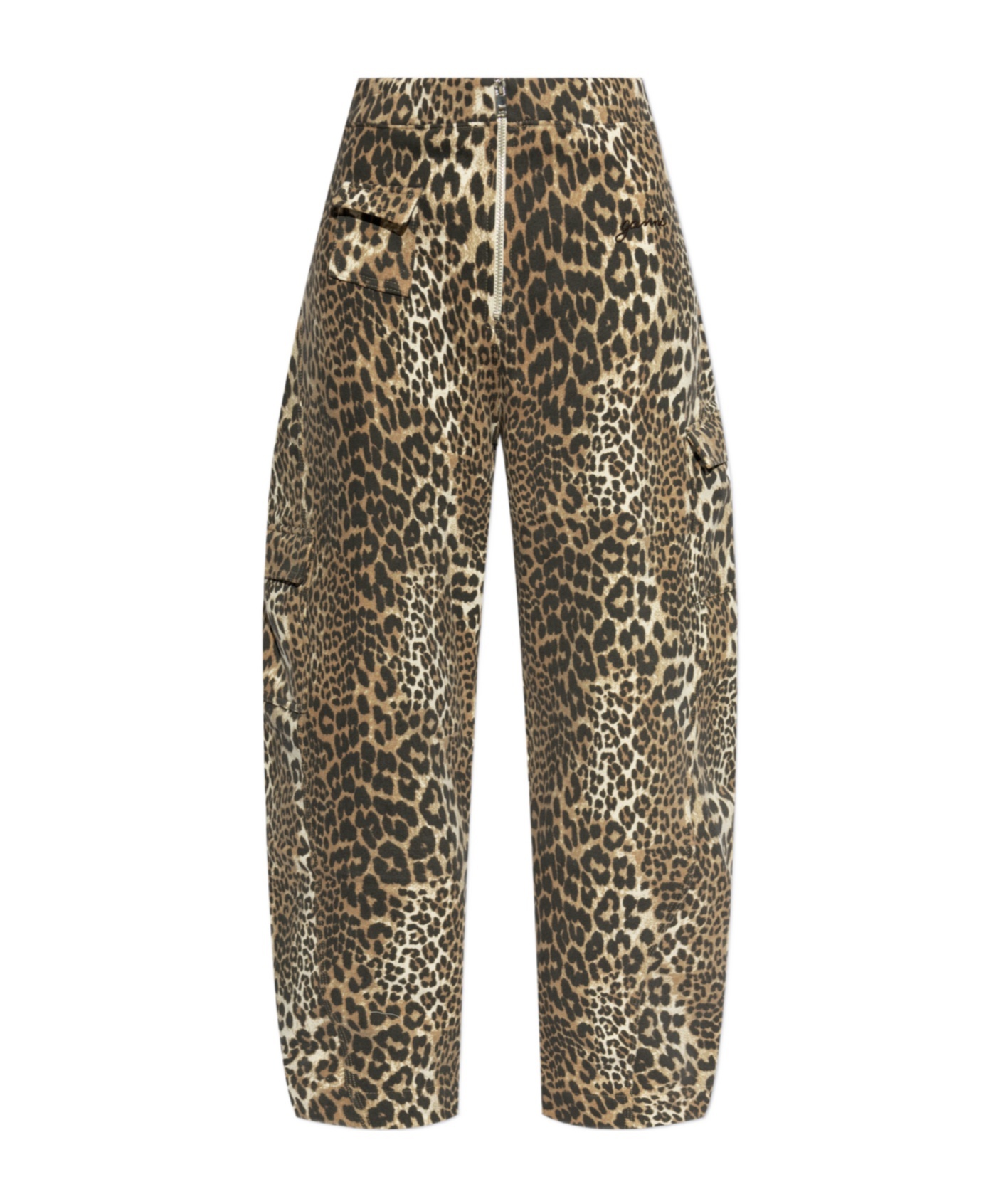 Ganni Cotton Pants In Brown