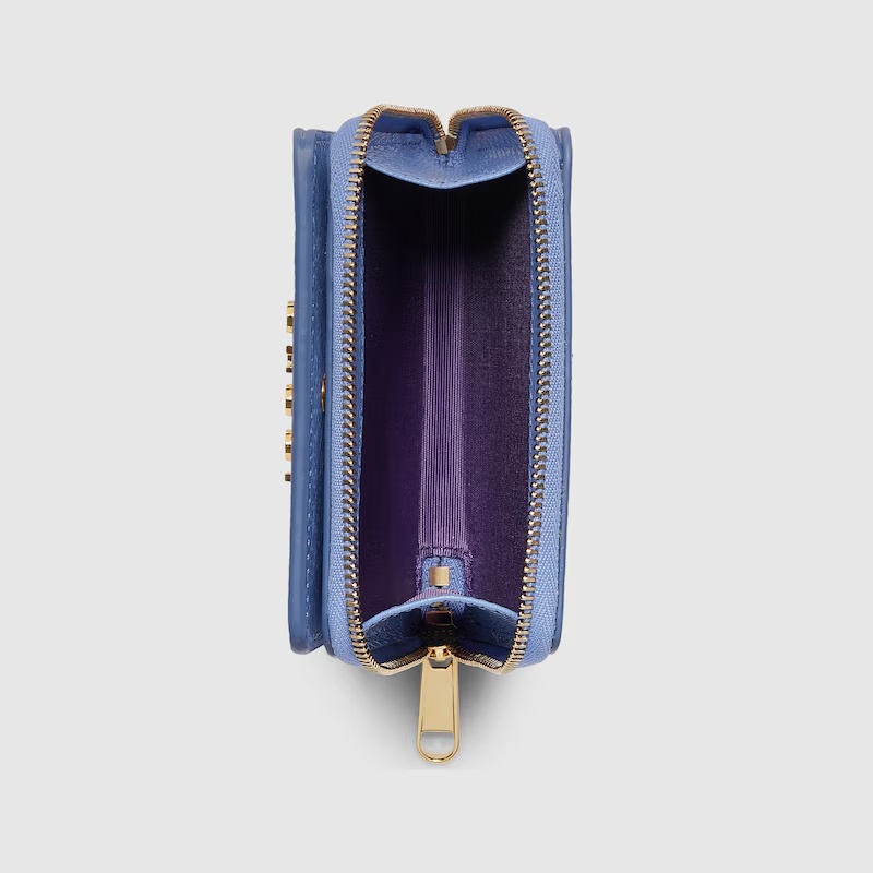 Shop Gucci Mini Zipper Wallet In Blue