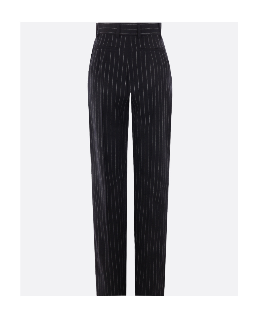 Alexander Mcqueen Chalk Stripe Wool Trousers In Black
