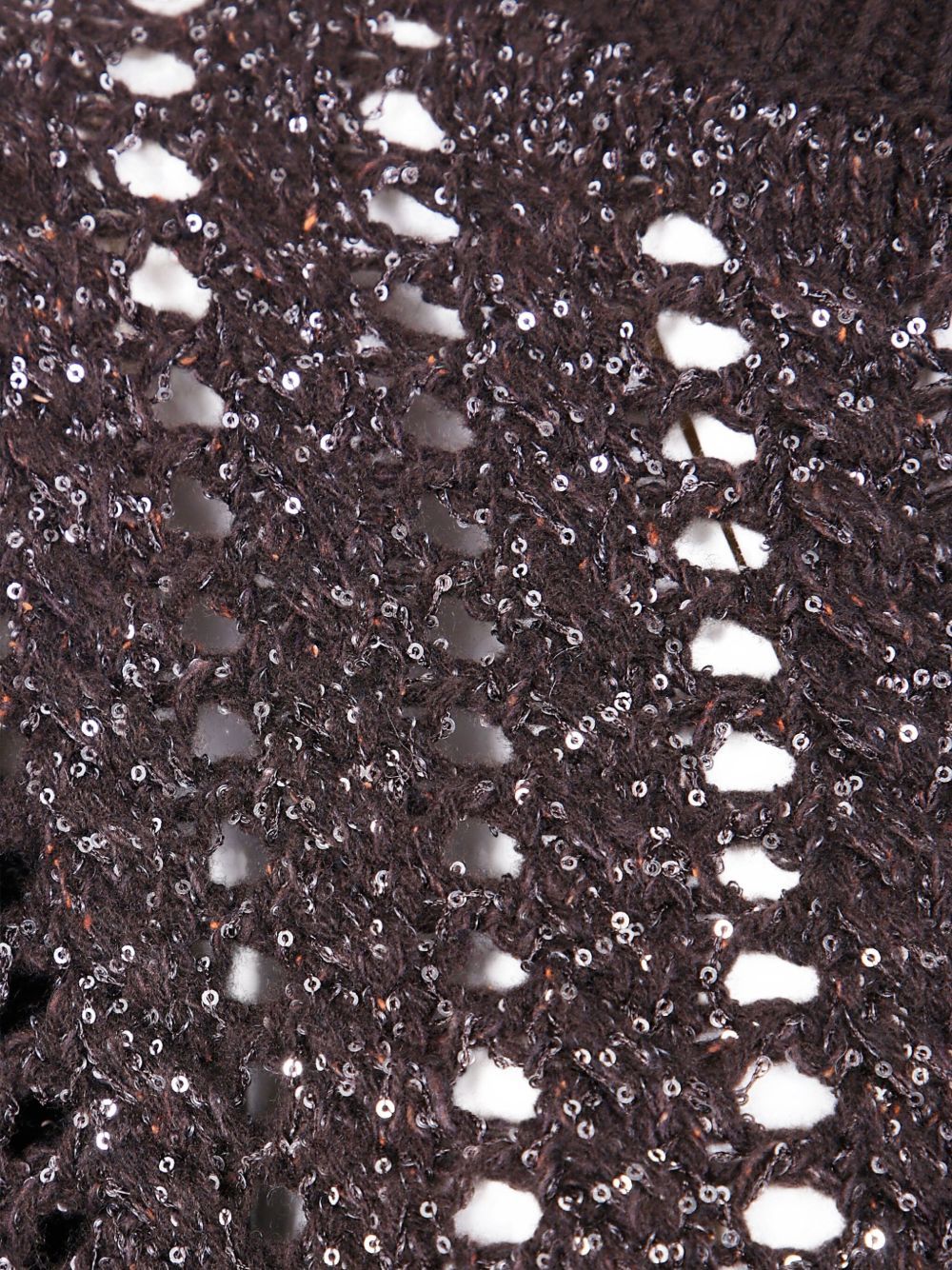 D Exterior Sequin-embellished Open-knit Sweater In Brown