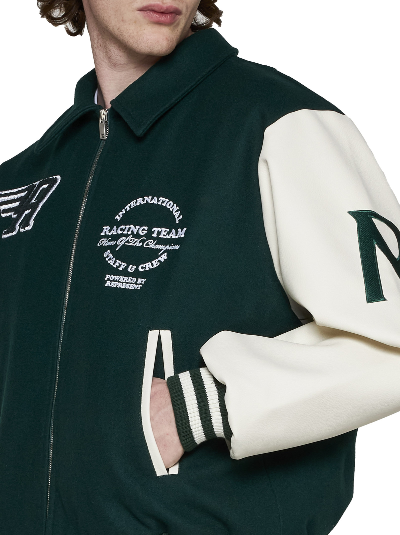 Represent Panelled Bomber Jacket In Green